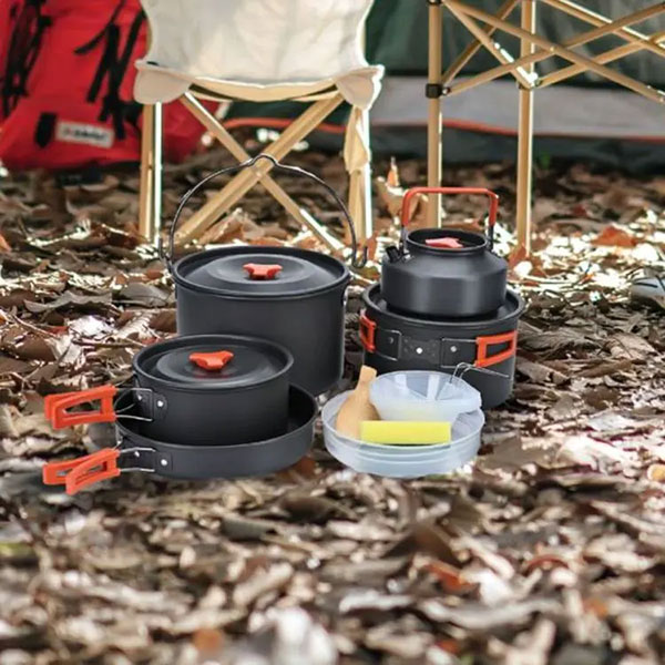 ست وسایل آشپزی کمپینگ گرین لاین Green Lion Portable Camping Cookware GNCMPCKSETOBK