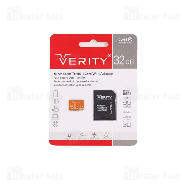 کارت حافظه میکرو اس دی 32 گیگابایت وریتی Verity UHS-I C10 U1 633X 95MB/s