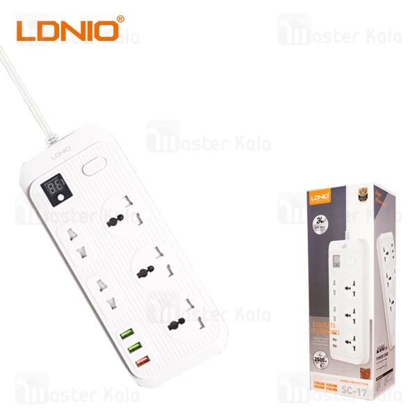 چند راهی برق و شارژر تایمردار الدینیو LDNIO SC-17 دارای 3 پورت