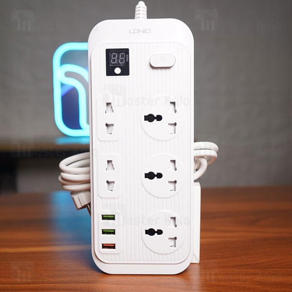 چند راهی برق و شارژر تایمردار الدینیو LDNIO SC-17 دارای 3 پورت
