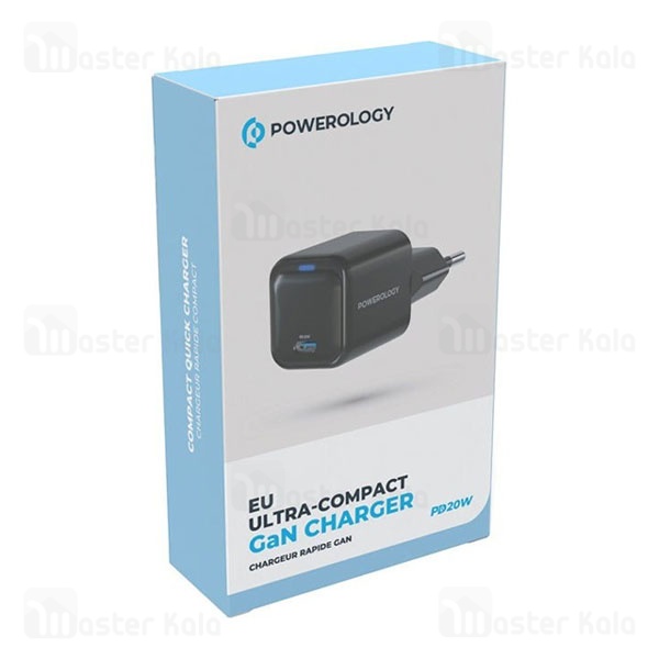 شارژر دیواری پاورولوژی Powerology Ultra-Compact GaN Charger PWCUQC015 توان 20 وات 