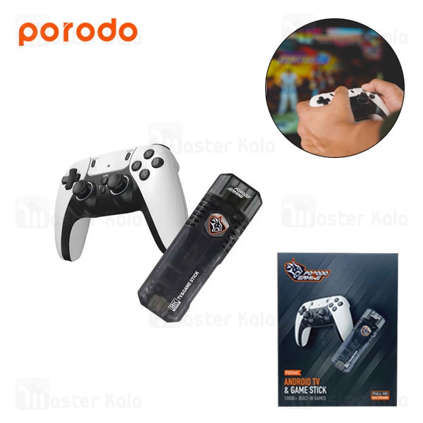 اندروید باکس و گیم استیک پرودو Porodo Android TV and Game Stick PDX540 همراه با دو دسته طرح PS5