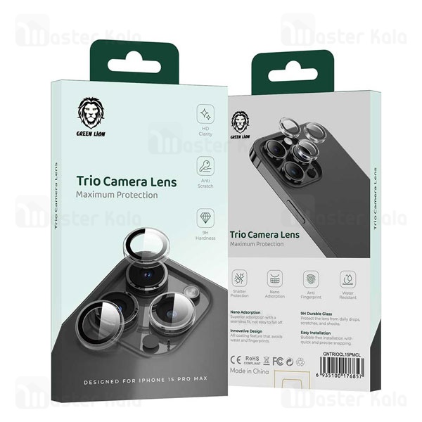 محافظ لنز دوربین گرین لاین Apple iPhone 15 Pro / 15 Pro Max Green Lion Trio Camera lens