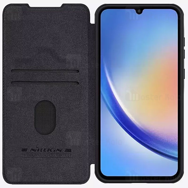 کیف چرمی نیلکین سامسونگ Samsung Galaxy A35 Nillkin Qin Pro Leather Case دارای محافظ دوربین