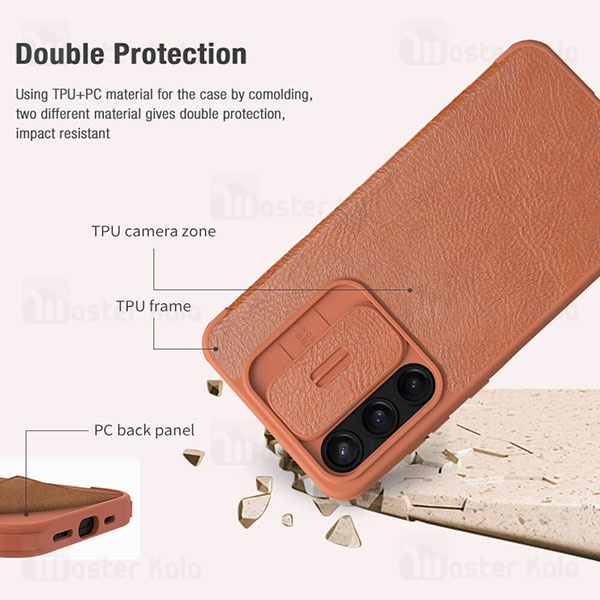 کیف چرمی نیلکین سامسونگ Samsung Galaxy A35 Nillkin Qin Pro Leather Case دارای محافظ دوربین