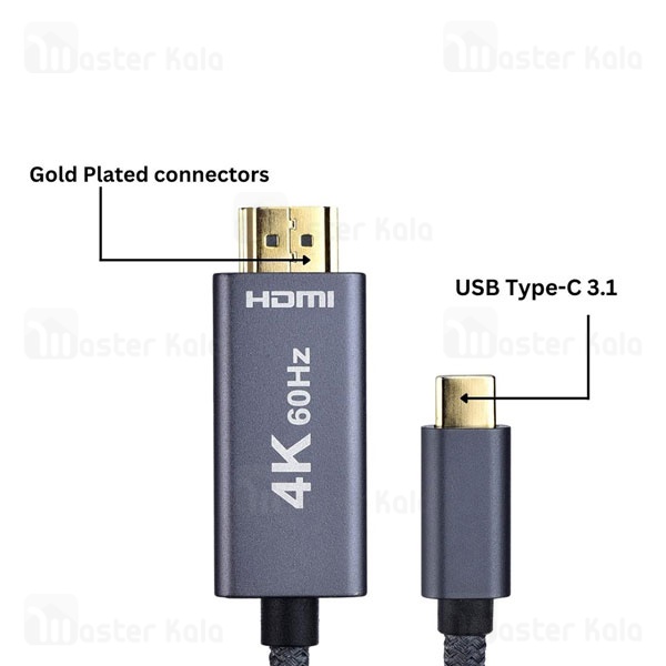 کابل HDMI 2.0 به Type-C بیوا Biva HDMI-01 طول 2 متر