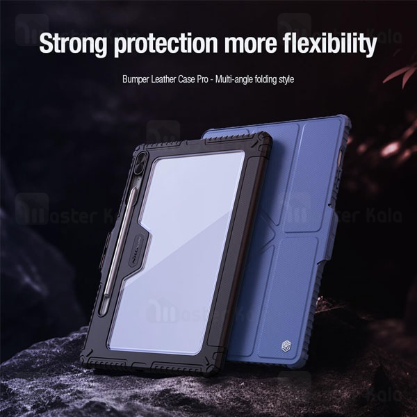 کاور چرمی هوشمند نیلکین سامسونگ Samsung Tab S9 FE Plus Nillkin Bumper Leather Case Pro