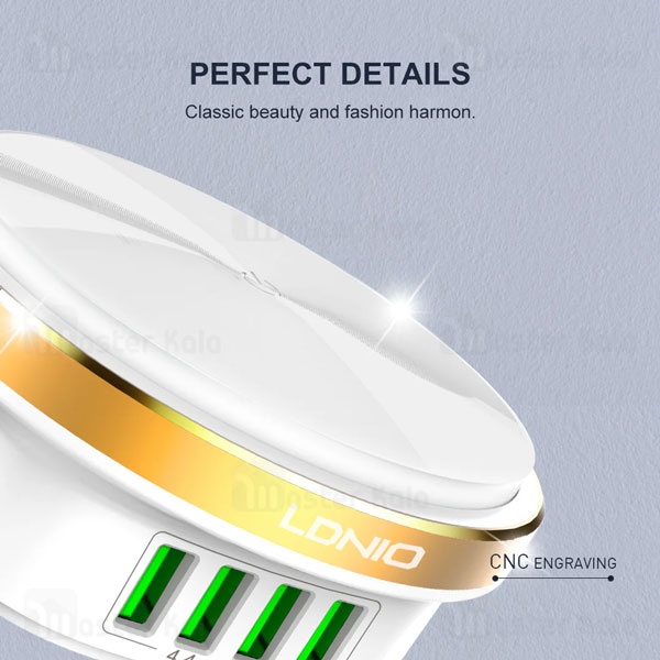 هاب شارژر 4 پورت و چراغ خواب الدینیو LDNIO A4406