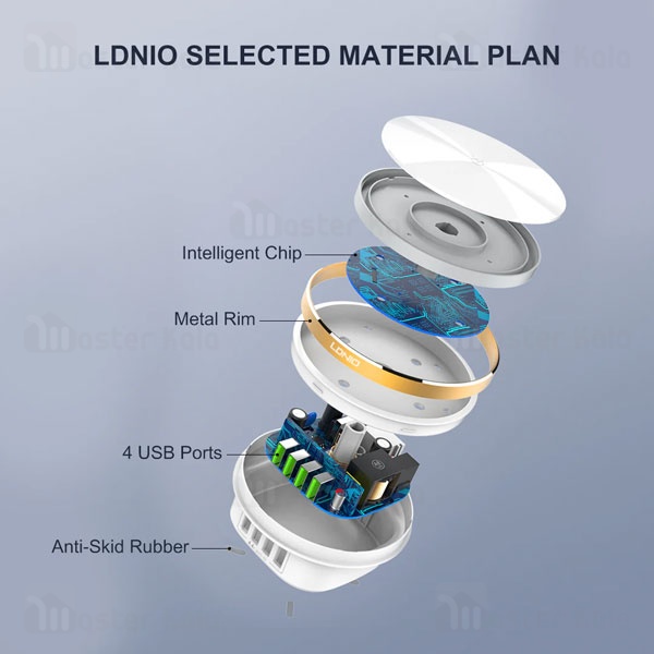 هاب شارژر 4 پورت و چراغ خواب الدینیو LDNIO A4406