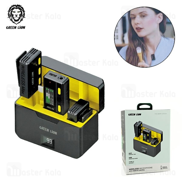 میکروفون بی سیم گرین لاین Green Lion Wireless Microphone GNWMICRTCBK دارای 2 فرستنده و ریموت کنترل