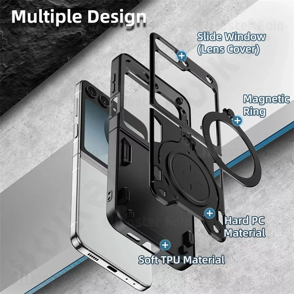 قاب ضد ضربه مگنتی سامسونگ Samsung Galaxy Z Flip6 Magnetic Support Case دارای محافظ دوربین