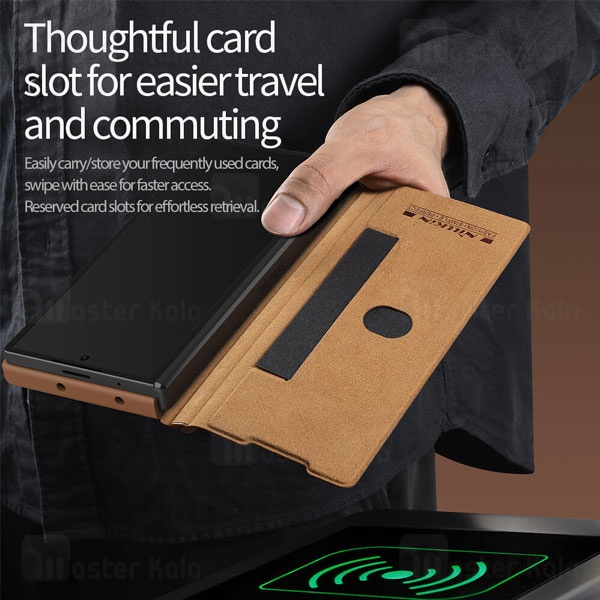 کیف چرمی نیلکین سامسونگ Samsung Galaxy Z Fold 6 Nillkin Qin Pro Leather Case دارای محافظ دوربین