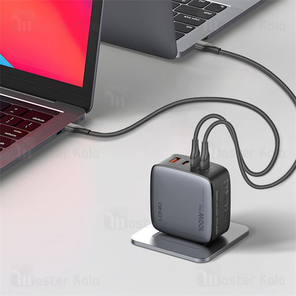 شارژر دیواری الدینیو Ldnio Q408 GaN توان 100 وات همراه با کابل