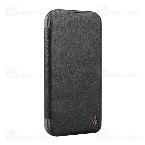 کیف چرمی نیلکین آیفون Apple iPhone 16 Pro Max Nillkin Qin Prop Leather Case دارای محافظ دوربین