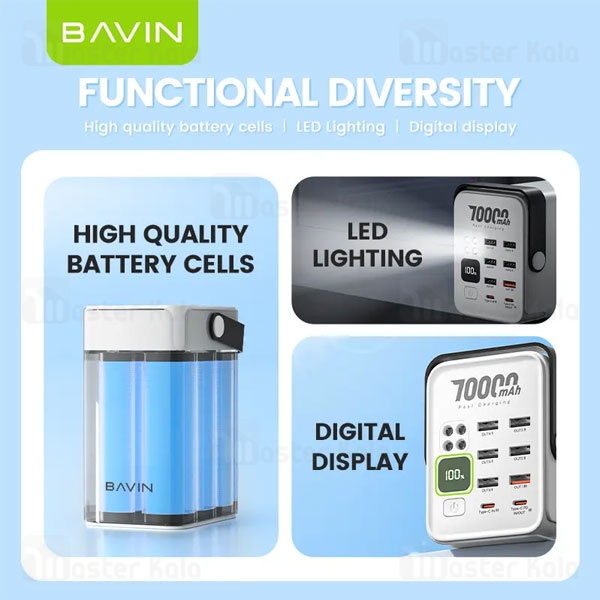 پاوربانک 70000 باوین Bavin PC1062S توان 22.5 وات