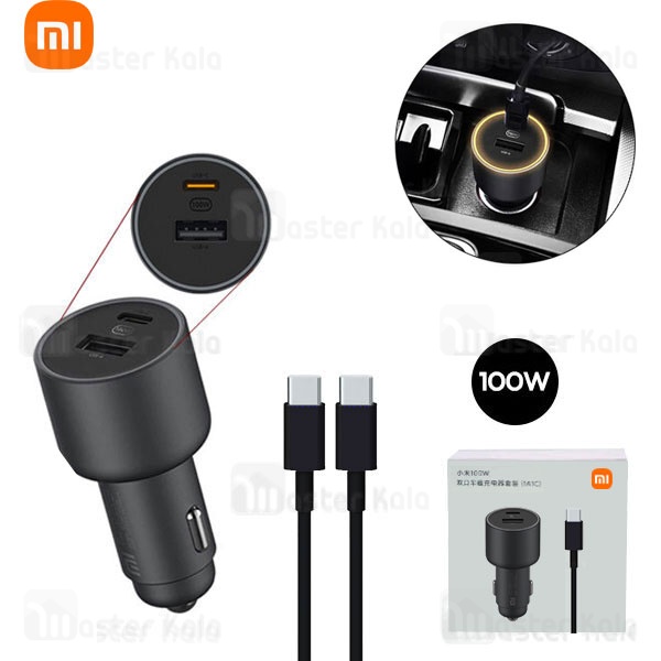 شارژر فندکی فست شارژ شیائومی Xiaomi Car Charger Fast Charging Version 1A1C MDY-16-ER توان 100 وات
