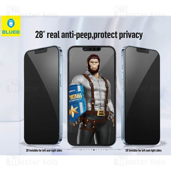 گلس حریم شخصی تمام صفحه تمام چسب Apple iPhone 13 Pro Max / iPhone 14 Plus Blueo Privacy Glass