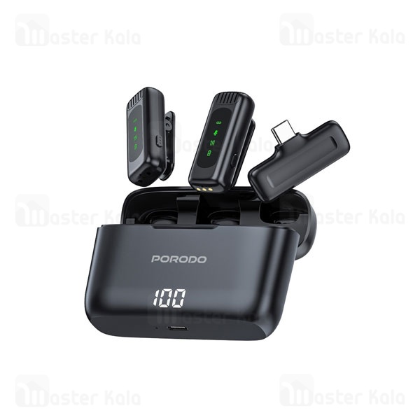 میکروفون بی سیم پرودو Porodo Lavalier Microphone PD-LDMCLA دارای 2 فرستنده