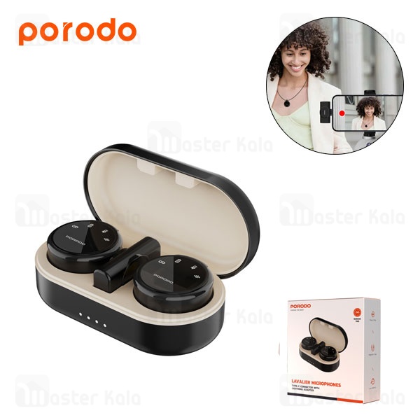 میکروفون بی سیم پرودو Porodo Lavalier Microphone PD-WMDMIC دارای 2 فرستنده