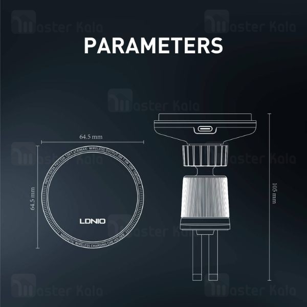 هولدر و شارژر وایرلس دریچه کولری مگنتی LDNIO MA23 توان 15 وات
