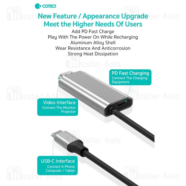 کابل HDMI به Type-c کوتتسی Coteetci 33025 طول 2 متر