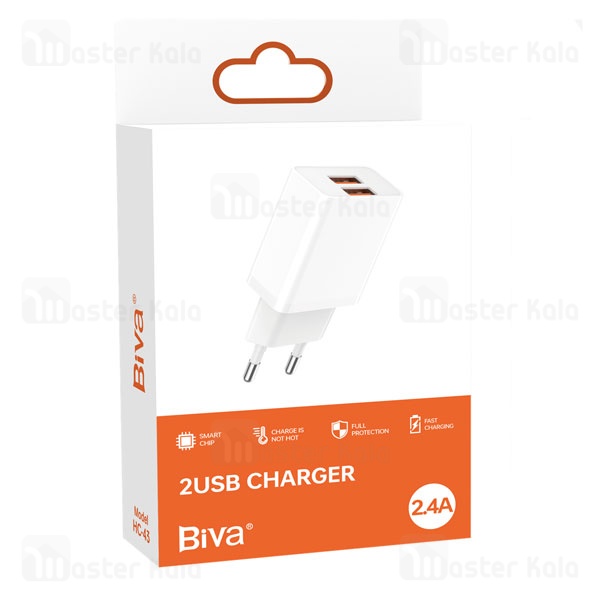 شارژر دیواری بیوا Biva HC-43 2USB Charger توان 12 وات