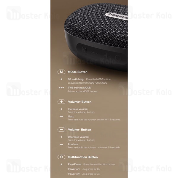 اسپیکر بلوتوث بیسوس Baseus AeQur 35 Pro Air Air Portable A20077600127-00 توان 5 وات