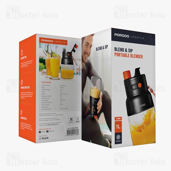 مخلوط کن قابل حمل پرودو Porodo Blend and Sip Portable Blender PD-LFST068 ظرفیت 1 لیتر