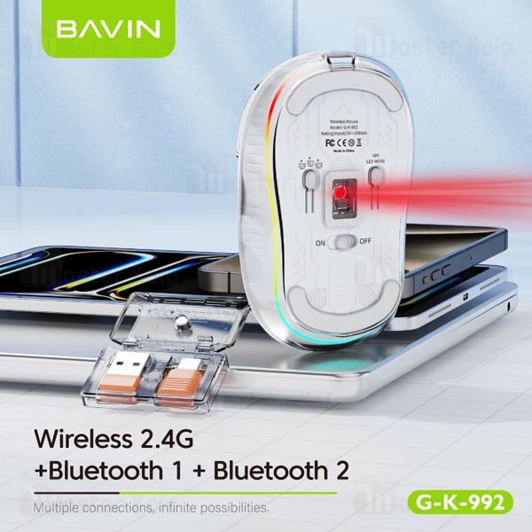 موس وایرلس گیمینگ سایلنت سه حالته باوین Bavin K992