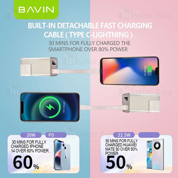 پاوربانک 10000 باوین Bavin PC1100S توان 20 وات