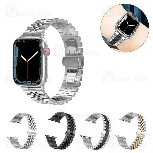 بند فلزی 5 بید باریک اپل واچ 38 / 40 / 41 میلی متری Apple Watch Slim 5 Beads Bracelet Strap