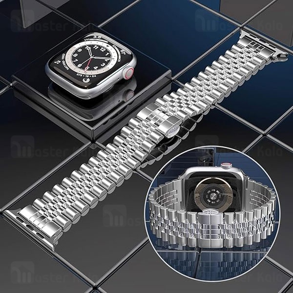 بند فلزی 5 بید باریک اپل واچ 38 / 40 / 41 میلی متری Apple Watch Slim 5 Beads Bracelet Strap