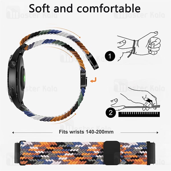 بند کنفی مگنتی ساعت‌های هوشمند 20 میلی متری Smart Watch 20mm Magnetic Nylon Braided