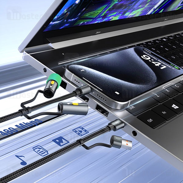کابل چندکاره بیوا Biva C-39 6 in 1 Multifunction Data Cable طول 1.2 متر توان 60 وات