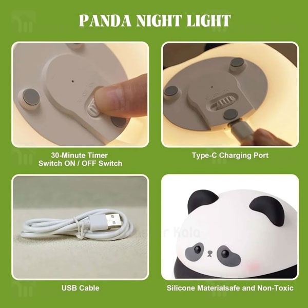 چراغ خواب سیلیکونی فانتزی Panda Silicone Lamp K-1160 طرح پاندا