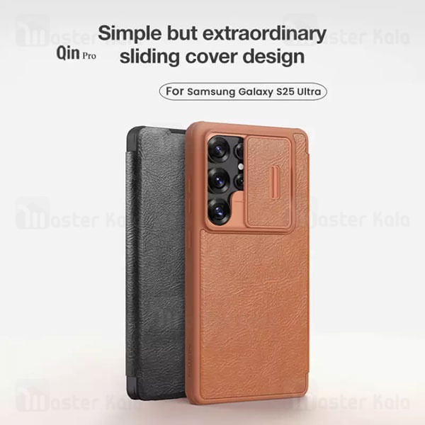 کیف چرمی نیلکین سامسونگ Samsung Galaxy S25 Ultra Nillkin Qin Pro Leather Case دارای محافظ دوربین