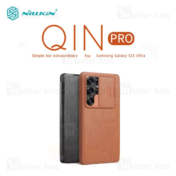 کیف چرمی نیلکین سامسونگ Samsung Galaxy S25 Ultra Nillkin Qin Pro Leather Case دارای محافظ دوربین