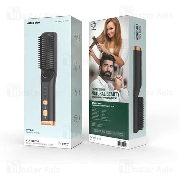 برس حرارتی صاف کننده مو و ریش گرین لاین Green Lion Cordless Beard and Hair Straightener GNOBLTRMBK