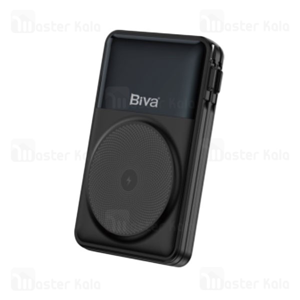 پاوربانک وایرلس 10000 مگنتی بیوا Biva BP-028 Magnetic Wireless توان 22.5 وات با کابل متصل و استند