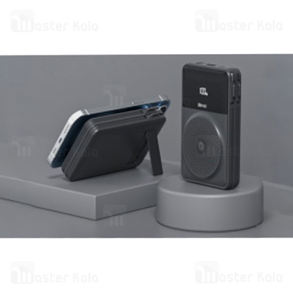 پاوربانک وایرلس 10000 مگنتی بیوا Biva BP-028 Magnetic Wireless توان 22.5 وات با کابل متصل و استند