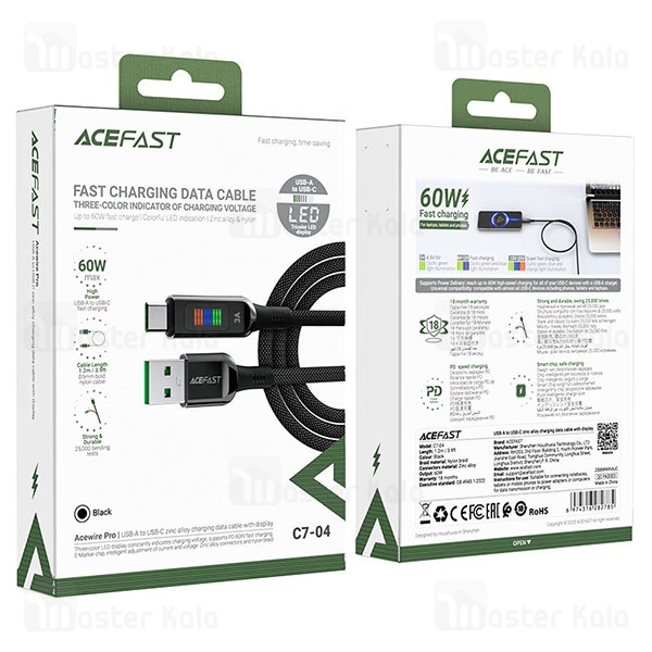 کابل Type-C ایس فست ACEFAST C7-04 طول 1.2 متر توان 60 وات