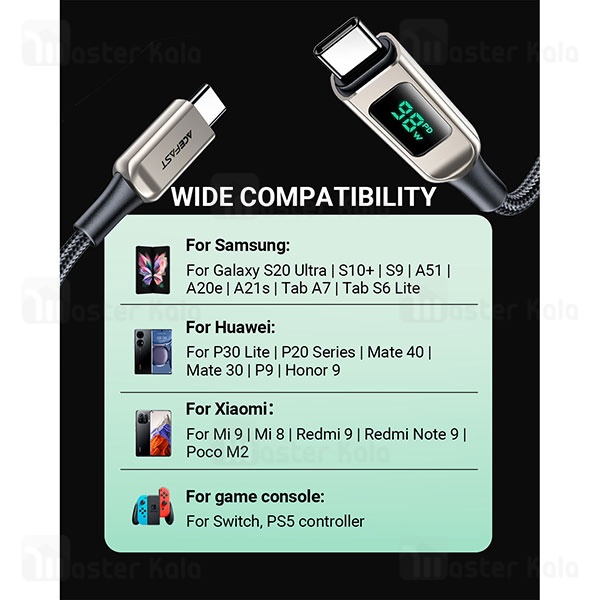 کابل Type-C به Type-C ایس فست ACEFAST C6-03 طول 2 متر توان 100 وات