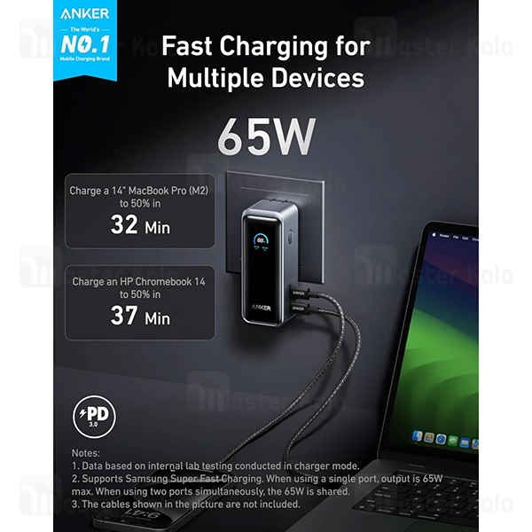 پاوربانک 9600 انکر Anker A1339 Prime Power Bank توان 65 وات