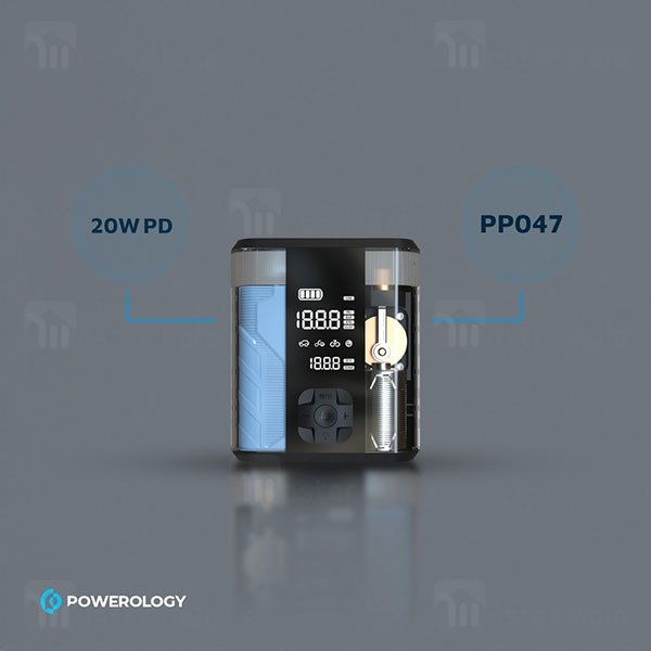 پاوربانک 8800 و کمپرسور باد و جامپ استارتر خودرو پاورولوژی Powerology PPBCHA47-TP