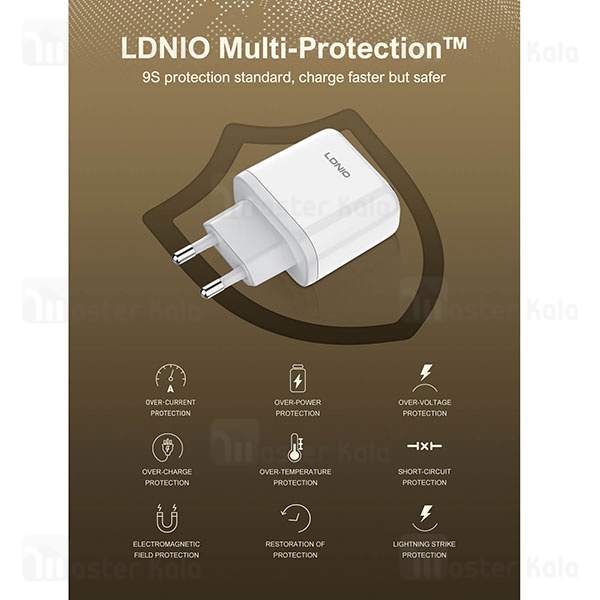 شارژر دیواری الدینیو LDNIO Q1415 توان 45 وات