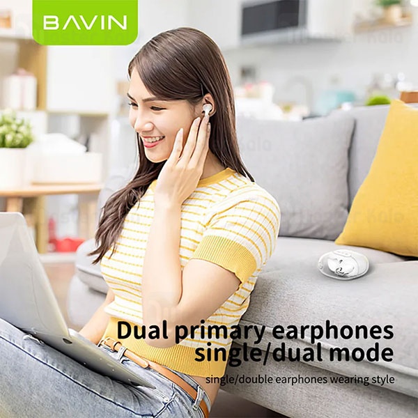 هندزفری بلوتوث باوین Bavin Airpod 31 روی گوش