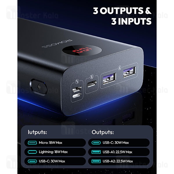 پاوربانک 30000 میلی آمپر روموس Romoss PEA30 Powerbank توان 30 وات
