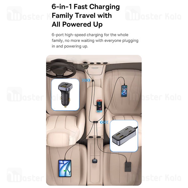 شارژر فندکی بیسوس Baseus In-vehicle BackseatPal L1 Car Charger C00081100121