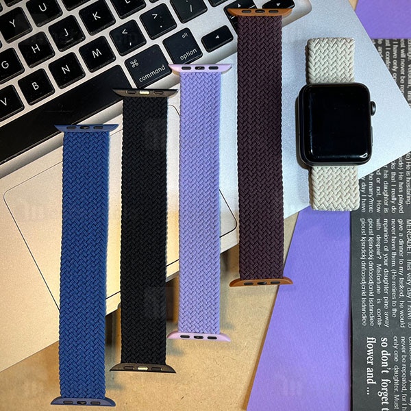 بند کنفی اپل واچ و ساعت HK سایز‌های 42 / 44 / 45 / 49 میلی متری Apple Watch Braided Solo Loop