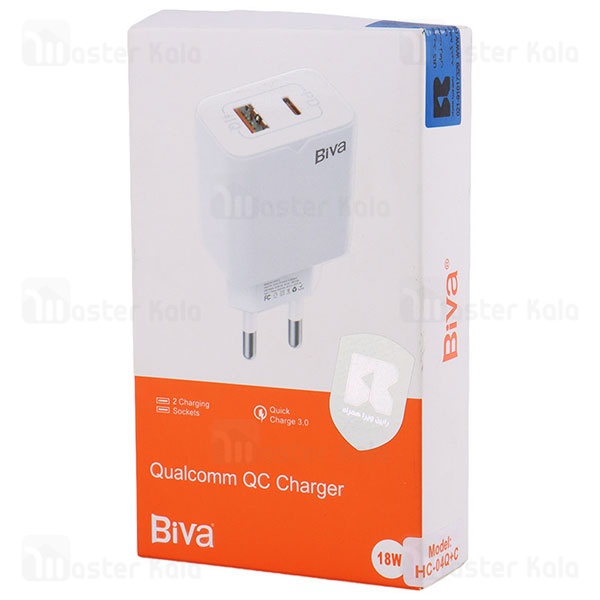 شارژر دیواری بیوا Biva HC-04Q+C توان 18 وات